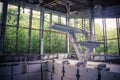 Abandoned swimming pool in radiation contaminated Pripyat, Chernobyl zone Royalty Free Stock Photo