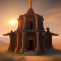 Abandoned temple in the desert with sun coming in, Generative AI Royalty Free Stock Photo