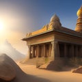 Abandoned temple in the desert with sun coming in, Generative AI Royalty Free Stock Photo