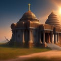Abandoned temple in the desert with sun coming in, Generative AI Royalty Free Stock Photo