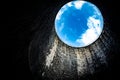 An abandoned thermal power plant cooling tower from the inside Royalty Free Stock Photo