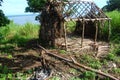 Abandoned timber village house frame