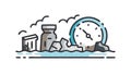 Abandoned Time Icon. Clock in Dilapidated Industrial Setting, vector design Generative AI Royalty Free Stock Photo