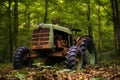 Abandoned Tractor Amid Dense Foliage.