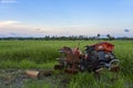 Abandoned truck at the rice paddy field