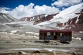 Abandoned trailer in high mountains