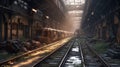 Abandoned train wreck Created with Generative AI technology Royalty Free Stock Photo