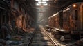 Abandoned train wreck Created with Generative AI technology Royalty Free Stock Photo