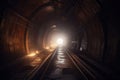 Abandoned tunnel of the train with intense sunlight Royalty Free Stock Photo
