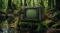 Abandoned Tv In Rustic Futuristic Swamp