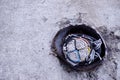 Abandoned under ground cable on street Royalty Free Stock Photo