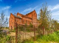 Abandoned urban brick building