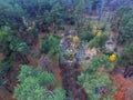 Abandoned and vandalised Soviet military base drone image. Royalty Free Stock Photo