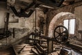 abandoned vaulted cellars with machines