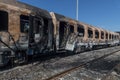 Abandoned wagons were burned at the Railway Station in Thessaloniki