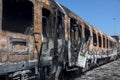 Abandoned wagons were burned at the Railway Station in Thessaloniki