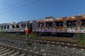 Abandoned wagons were burned at the Railway Station in Thessaloniki