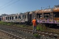 Abandoned wagons were burned at the Railway Station in Thessaloniki