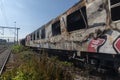 Abandoned wagons were burned at the Railway Station in Thessaloniki