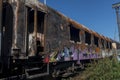 Abandoned wagons were burned at the Railway Station in Thessaloniki