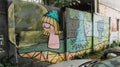 An abandoned wall full of murals in Tangerang city