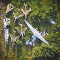 Abandoned warplanes. old airfield Royalty Free Stock Photo