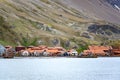 Abandoned whaling station Stromness, South Georgia. No trespassing the station. Lost place. Royalty Free Stock Photo