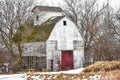 Abandoned White Barn in Winter