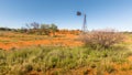 Abandoned wind turbine in the outback near a old gold mine