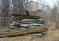 Fence, wood, nature, wooden, tree, forest, landscape, grass, old, green, rural, countryside, trees, house, farm, cabin, country, s Royalty Free Stock Photo