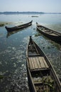 Abandoned wooden fishing boats on Taung Tha Man Lake at Amarapura, Mandalay, Myanmar Royalty Free Stock Photo