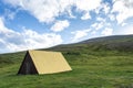 Abandoned wooden house on a green meadow in Iceland. Royalty Free Stock Photo