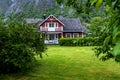Abandoned wooden house under mountain Royalty Free Stock Photo