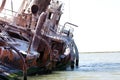 Abandoned wrecked ship, seaside landscape