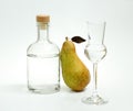 Abate Fetel pear with alcohol bottle and glass Royalty Free Stock Photo