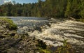 Abava river waterfall near Sabile in autumn day, Latvia Royalty Free Stock Photo