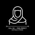 Abaya muslim woman white linear icon for dark theme