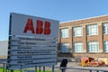 ABB company logo next to its production facility in Stone, Staffordshire Royalty Free Stock Photo