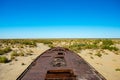 Abbadoned ship on Aral sea, Uzbekistan Royalty Free Stock Photo