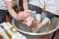 Abbe blessing a little infant kid in baptism christening cerem