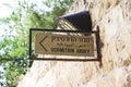 Sign, Abbey of the Dormition of Dormition Abbey, old town, mount Zion, Jerusalem Royalty Free Stock Photo