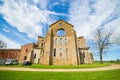 Abbey of San Galgano, Italy - circa May, 2021: Abbazia di San Galgano original name, the ruin of an ancient cathedral with