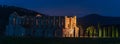 Abbey of San Galgano, Italy - circa May, 2021: Abbazia di San Galgano original name, the ruin of an ancient cathedral with