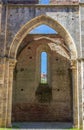 Abbey of San Galgano, Italy - circa May, 2021: Abbazia di San Galgano original name, the ruin of an ancient cathedral with