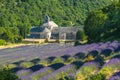Abbey of Senanque and blooming lavender field, France Royalty Free Stock Photo