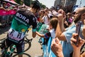 Abbiategrasso, Italy May 24, 2018: Professional Cyclist Davide Formolo mets the fans