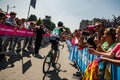 Abbiategrasso, Italy May 24, 2018: Professional Cyclist Davide Formolo mets the fans