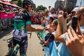 Abbiategrasso, Italy May 24, 2018: Professional Cyclist Davide Formolo mets the fans