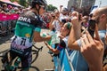 Abbiategrasso, Italy May 24, 2018: Professional Cyclist Davide Formolo mets the fans