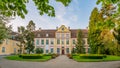Abbots Palace in the rococo style and located in Oliwa Park in spring scenery. Royalty Free Stock Photo